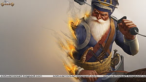 Sikh Warrior with Turban and Sword Digital Art HD wallpaper