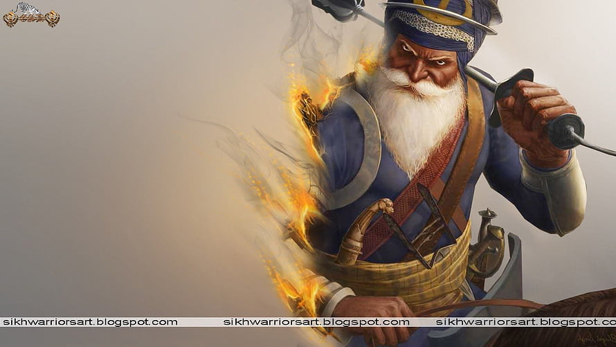 Sikh Warrior with Turban and Sword Digital Art HD wallpaper