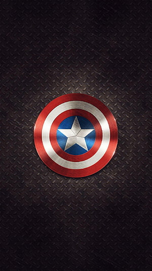Captain America Shield on Dark Metal Plate Background HD phone wallpaper