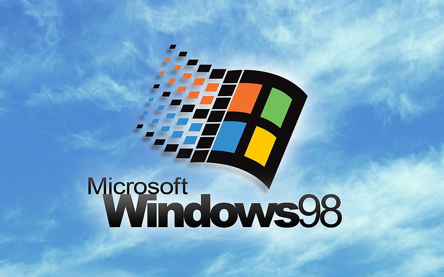 Microsoft Windows 98 Classic Logo Against Blue Sky With Wispy Clouds HD wallpaper