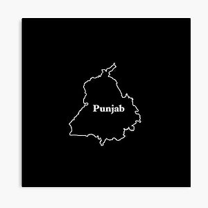 Minimalist White Outline Map of Punjab Region on Black Background HD phone wallpaper