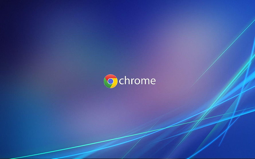 Google Chrome Browser Logo on Abstract Blue Gradient Background with Light Streaks HD wallpaper