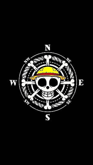 Straw Hat Pirates Jolly Roger Compass Logo Anime Wallpaper HD phone wallpaper