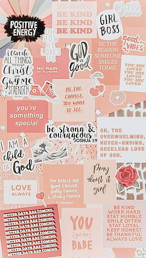 Pink Inspirational Quote Collage Wallpaper With Girl Boss And Positive Energy Typography HD phone wallpaper
