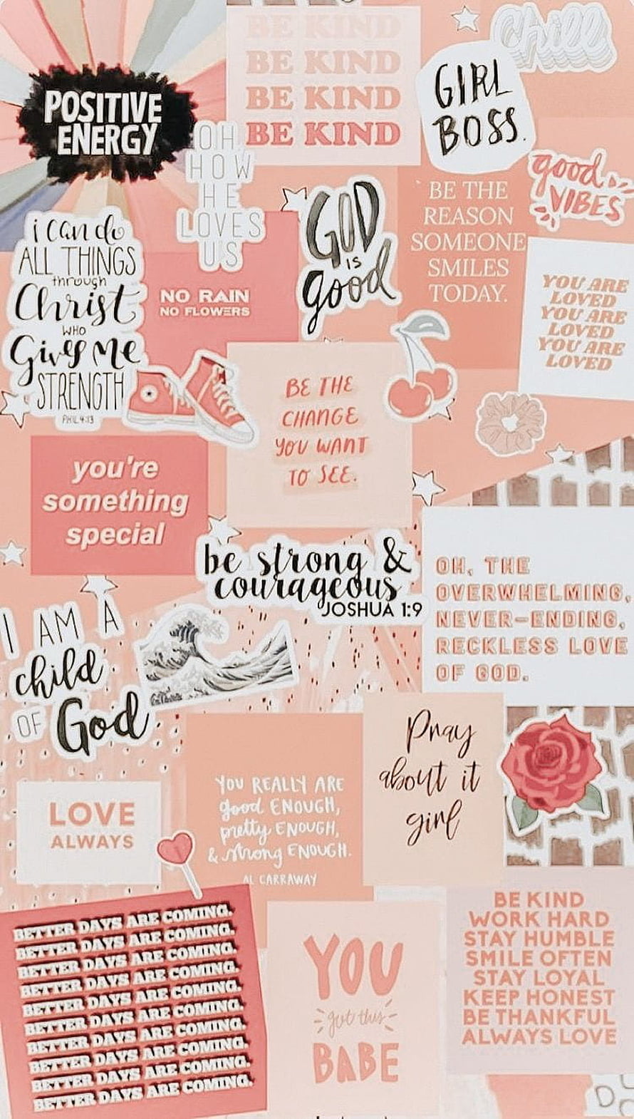 Pink Inspirational Quote Collage Wallpaper With Girl Boss And Positive Energy Typography HD phone wallpaper