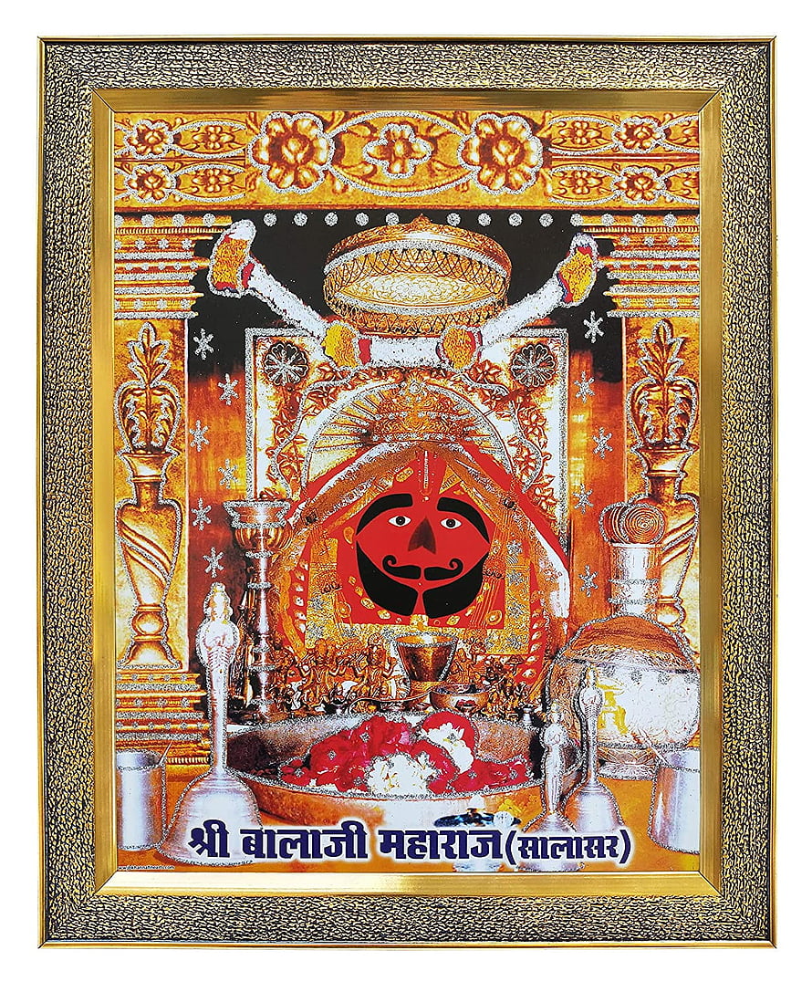 Shri Balaji Maharaj Salasar Hindu Deity Portrait with Mustache and Ritual Offerings HD phone wallpaper