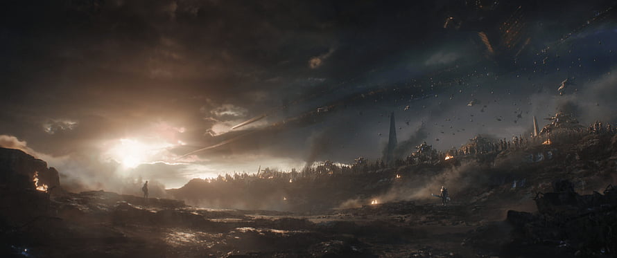 Epic Sci-Fi Battlefield Panorama With Massive Spaceship And Soldiers HD wallpaper