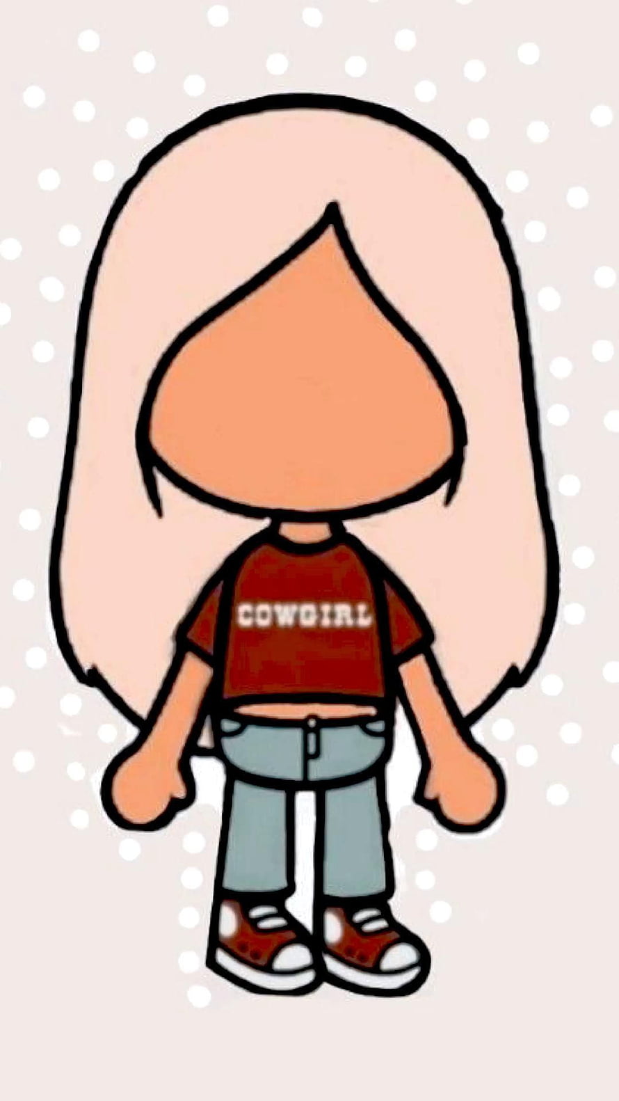 Toca Boca Girl Character in Red Cowgirl Shirt and Blue Jeans HD phone wallpaper