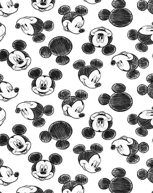 Mickey Mouse Black and White Sketch Pattern Wallpaper HD phone wallpaper