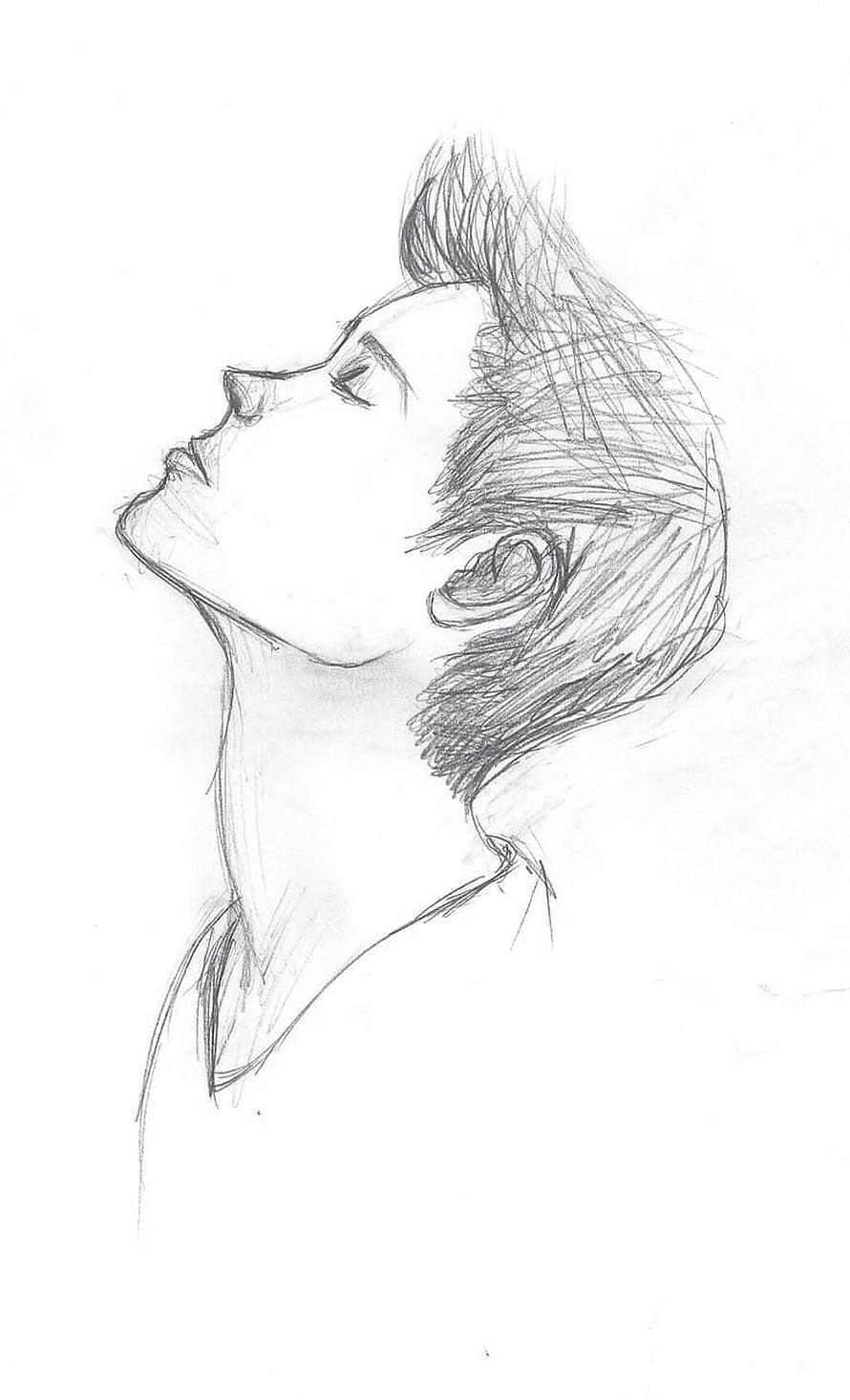 Pencil Sketch of a Man Looking Up in Profile with Closed Eyes, Easy Drawing, Pencil, Sketch, Colorful, Realistic Art, easy pencil sketch HD phone wallpaper