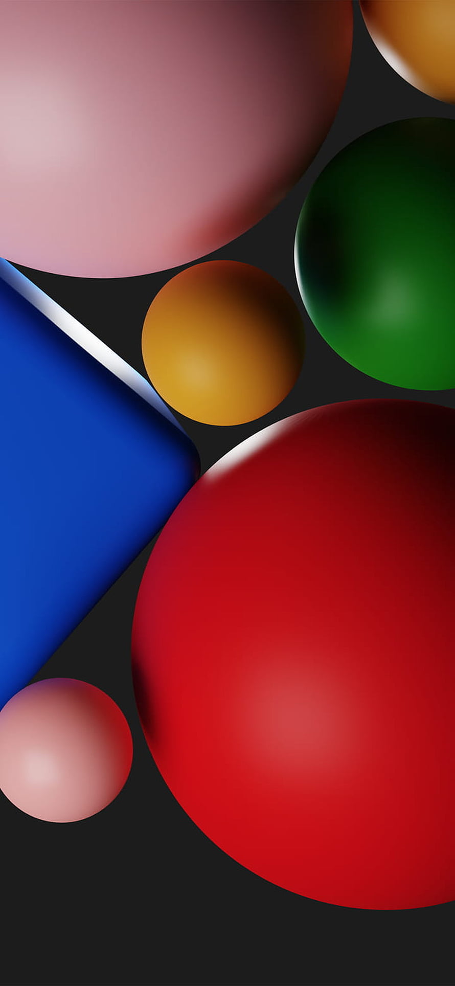 Abstract 3D Render of Colorful Spheres and Geometric Shapes on Dark Background HD phone wallpaper