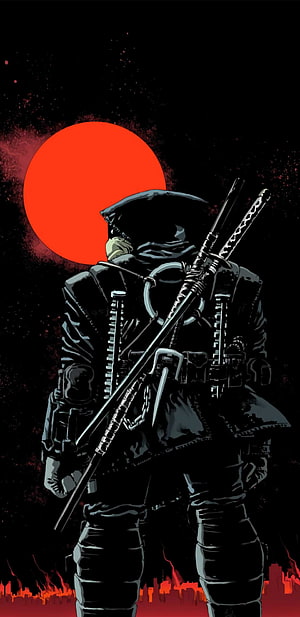 The Last Ronin Samurai Warrior With Katana Against Red Sun HD phone wallpaper