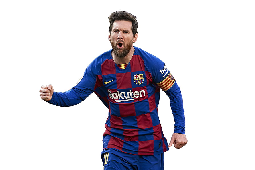 Lionel Messi Celebrating in FC Barcelona Home Kit HD wallpaper