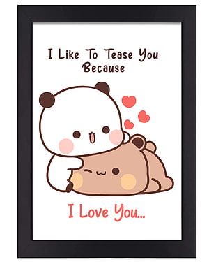 Cute Panda and Bear Hugging With I Love You Quote Art Print HD phone wallpaper