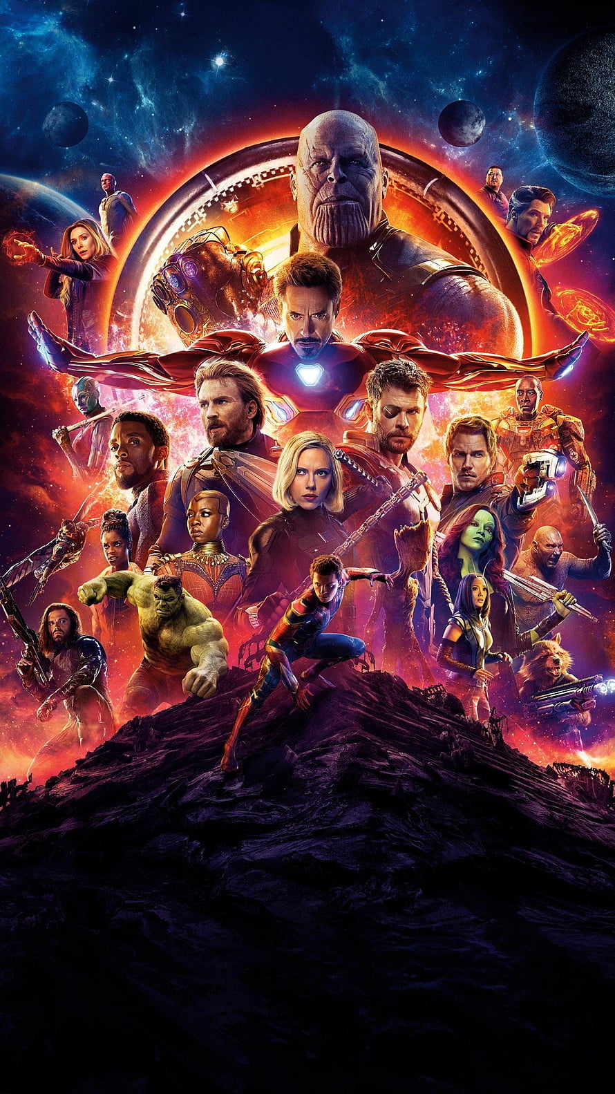 Avengers Endgame Ensemble Cast Poster Featuring Thanos and Iron Man in Cosmic Battle Scene, Avengers , avengers endgame thor mobile HD phone wallpaper