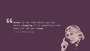 A.P.J. Abdul Kalam Dream Quote on Deep Purple Background with Stylized Portrait HD wallpaper