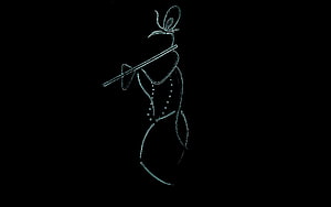 Minimalist Line Art of a Flute Player in a Vest HD wallpaper