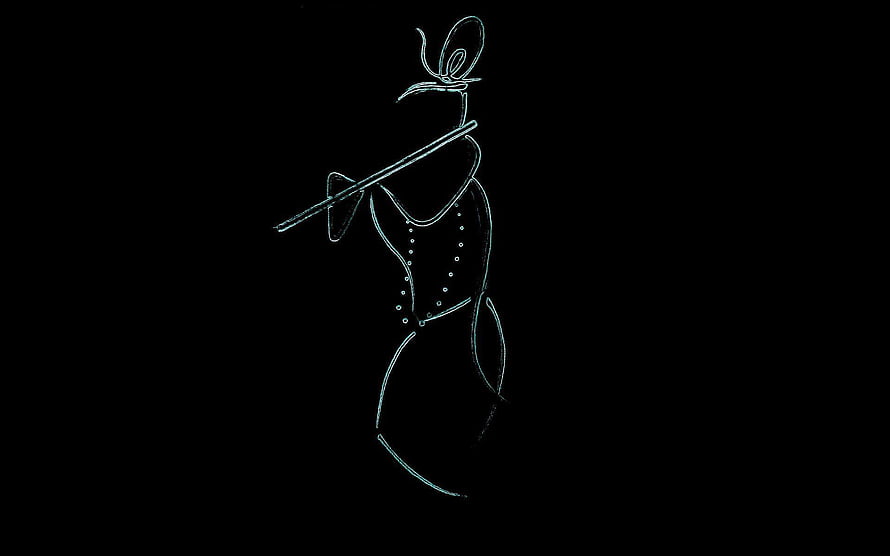 Minimalist Line Art of a Flute Player in a Vest HD wallpaper