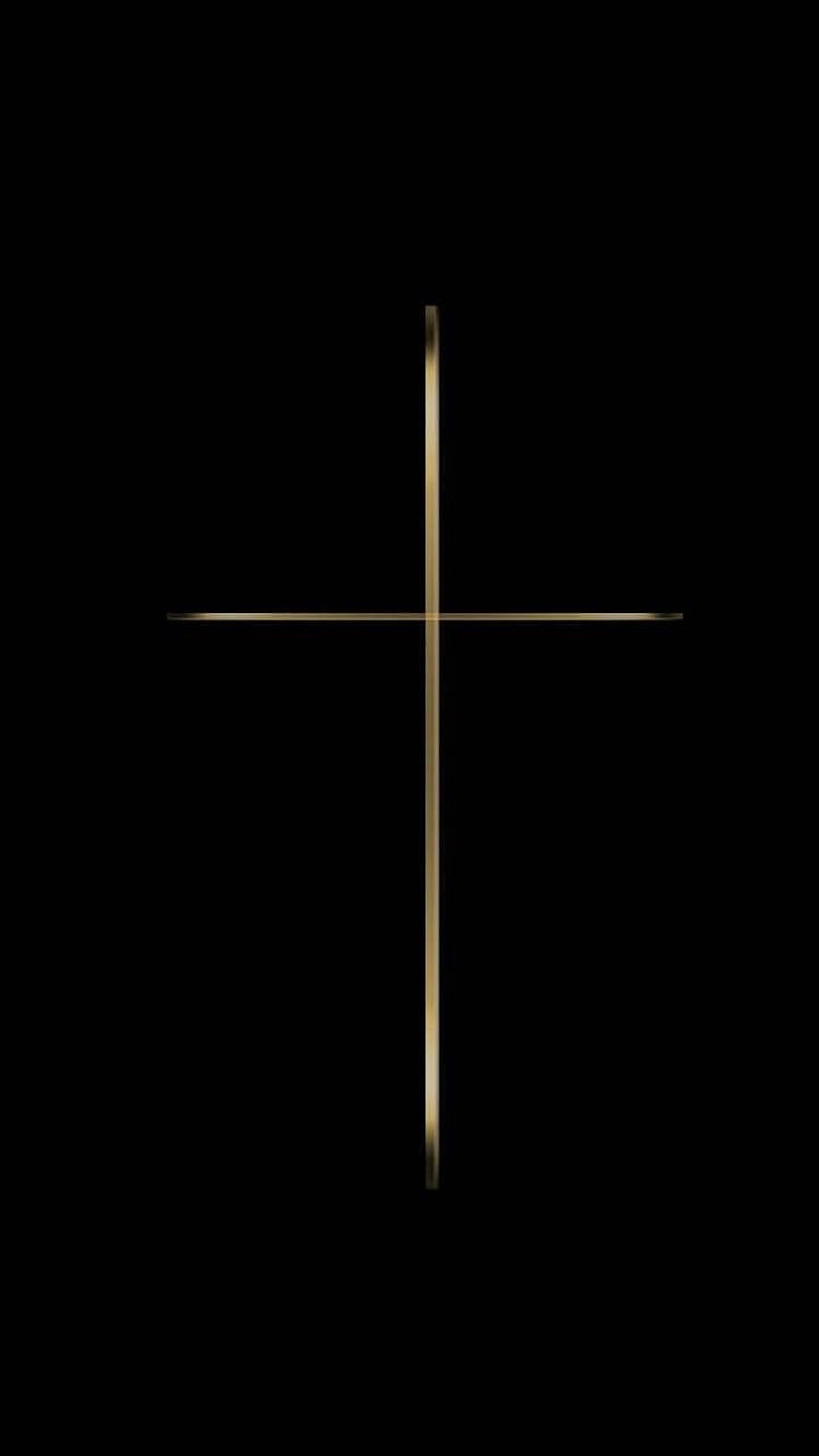 Minimalist Gold Cross on Black Background for iPhone Wallpaper HD phone wallpaper