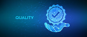 Digital Quality Assurance Concept With Checkmark Seal Held In Hand HD wallpaper