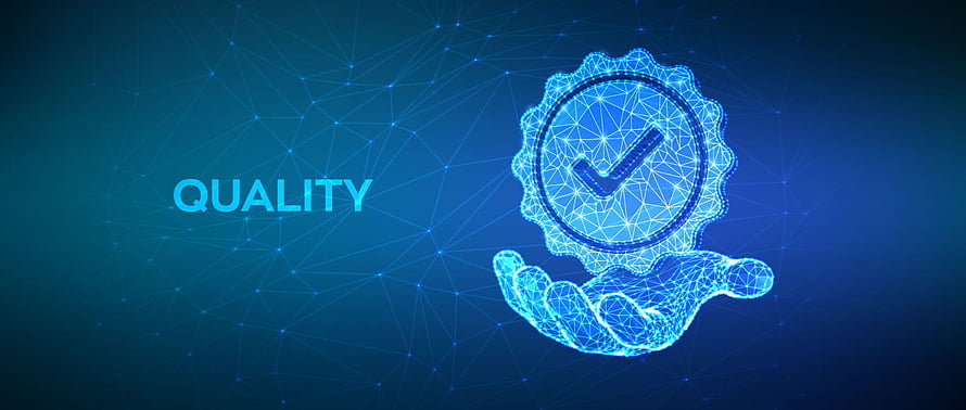 Digital Quality Assurance Concept With Checkmark Seal Held In Hand HD wallpaper