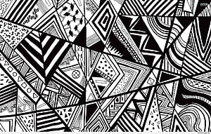 Abstract Black And White Geometric Pattern With Triangles And Stripes HD wallpaper