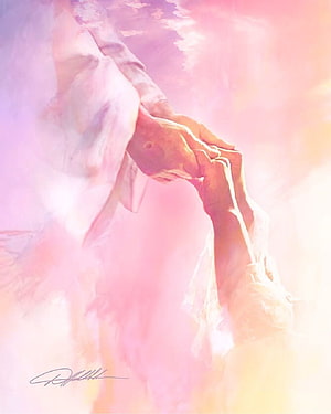 Romantic Digital Art of Two Hands Holding in Soft Pink and Purple Hues, jesus hands, #Jesus Hand HD phone wallpaper