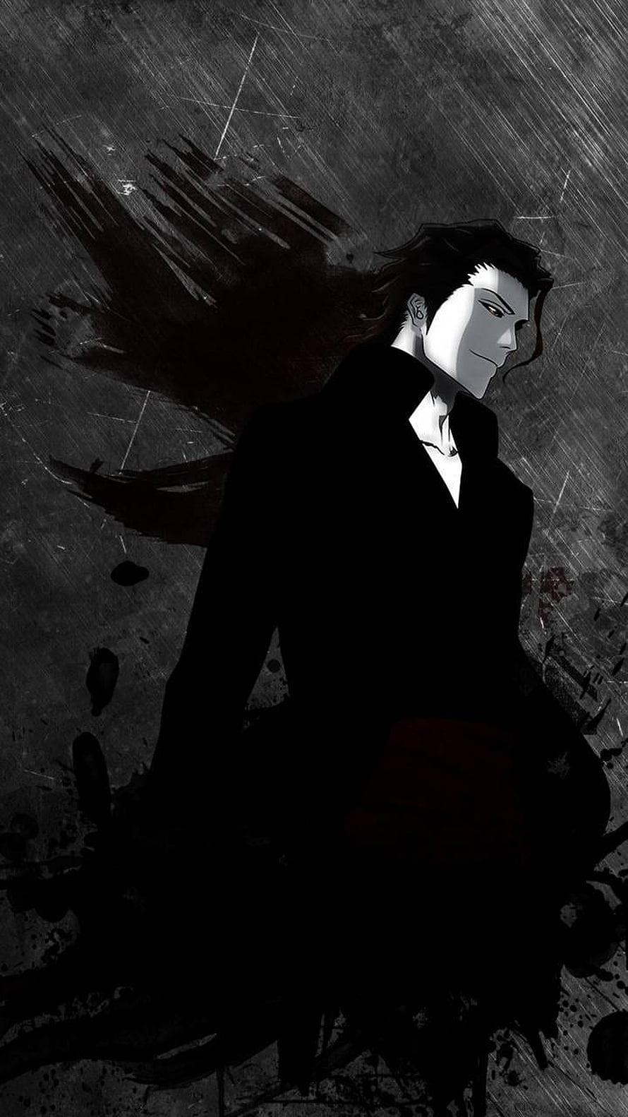 Dark Anime Male Character in Black Coat with Red Scarf and Shadowy Wings HD phone wallpaper
