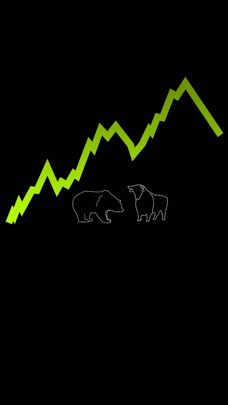 Bull and Bear Market Concept with Green Growth Chart on Black Background HD phone wallpaper