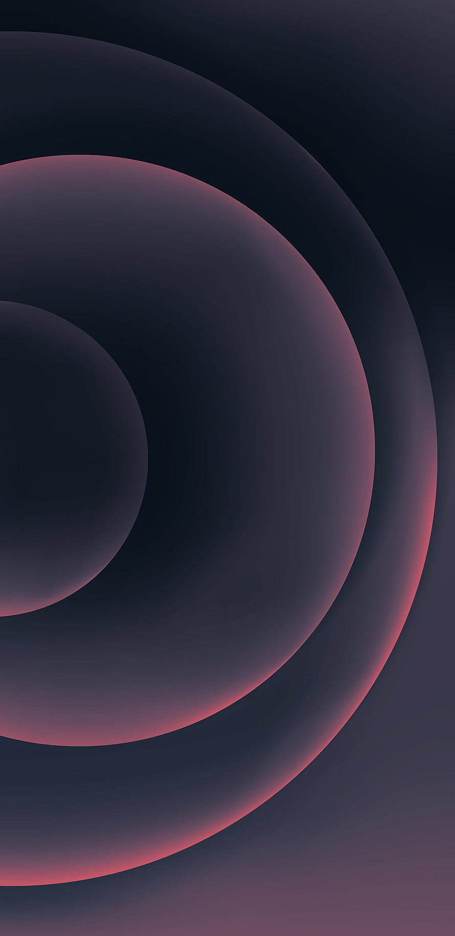Dark Abstract Concentric Circles with Soft Pink Gradient Glow Minimalist Wallpaper HD phone wallpaper