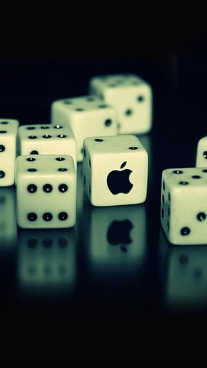 Apple Logo on White Dice with Dark Reflections HD phone wallpaper