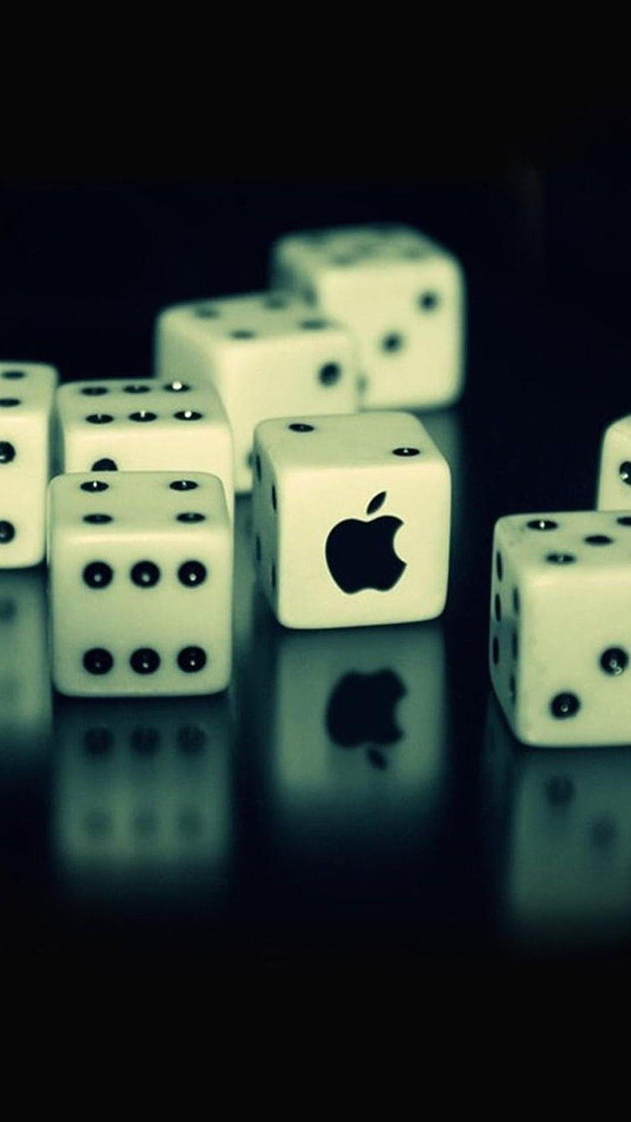 Apple Logo on White Dice with Dark Reflections HD phone wallpaper