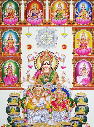 Lakshmi Narayan and Nine Forms of Goddess Lakshmi Hindu Deity Wallpaper HD phone wallpaper