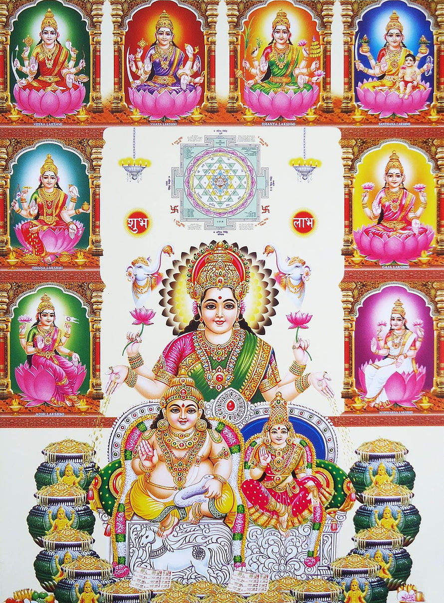 Lakshmi Narayan and Nine Forms of Goddess Lakshmi Hindu Deity Wallpaper HD phone wallpaper