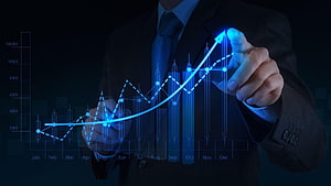 Businessman Analyzing Financial Growth Chart on Digital Interface, Business Backgrounds, Pics, #business HD wallpaper