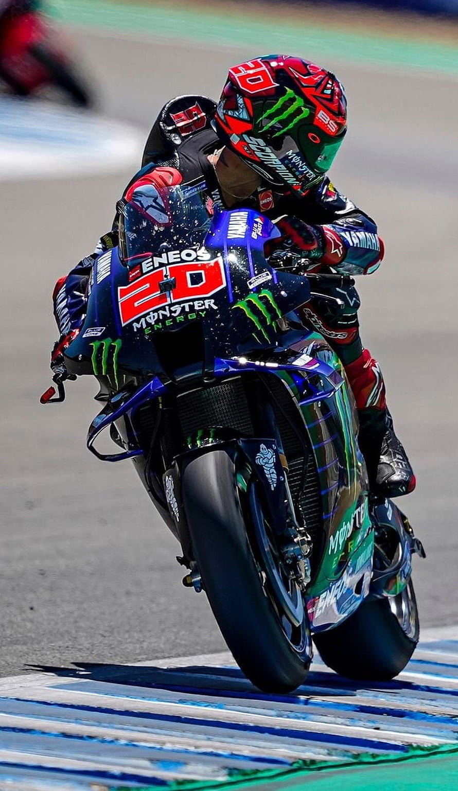Fabio Quartararo Riding Yamaha YZR-M1 in MotoGP Race Action HD phone wallpaper