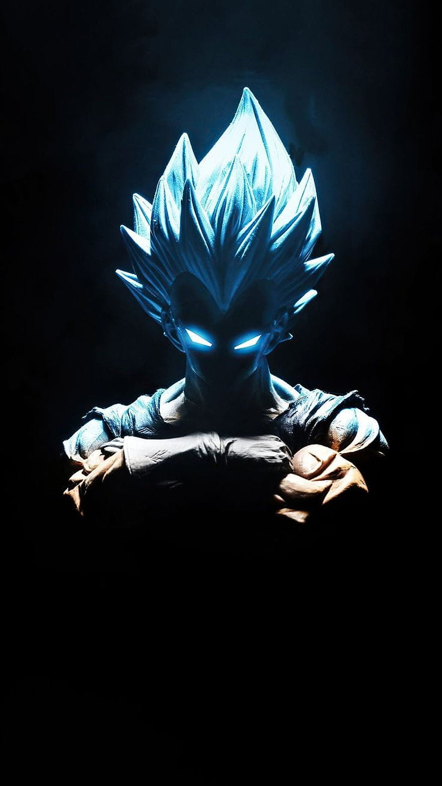 Goku Ultra Instinct Bust Statue with Glowing Blue Eyes and Spiky Hair HD phone wallpaper