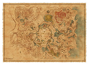 Hyrule Field Map from The Legend of Zelda Breath of the Wild Vintage Parchment Style HD wallpaper
