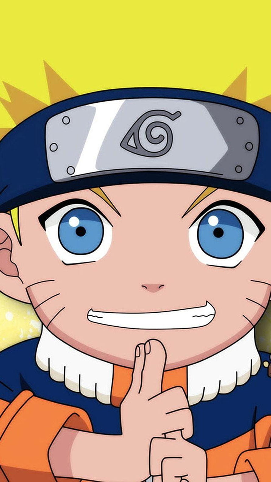 Naruto Uzumaki Chibi Portrait with Leaf Village Headband and Orange Outfit HD phone wallpaper
