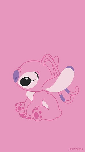 Cute Pink Angel Stitch Cartoon Character Wallpaper HD phone wallpaper