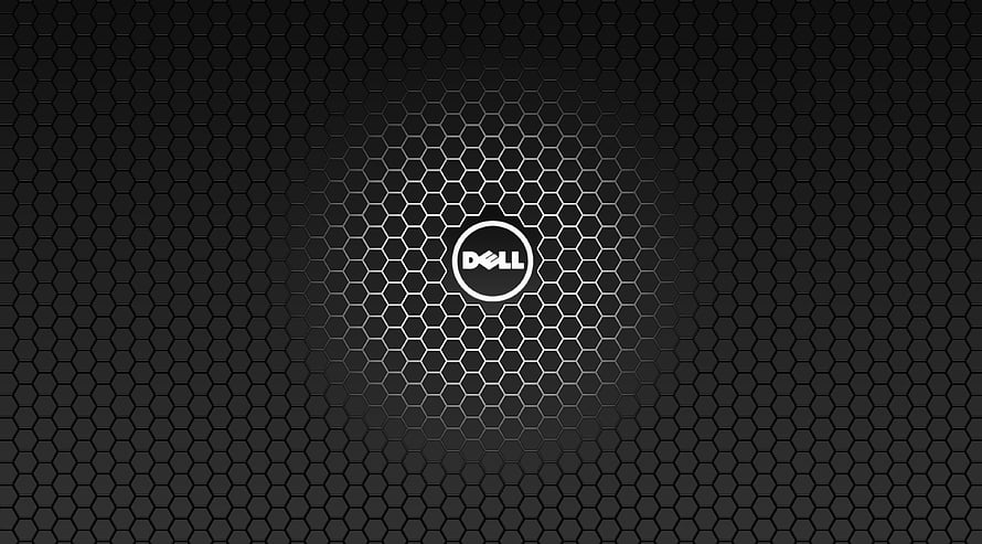Dell Hexagonal Mesh Pattern with Central Logo on Dark Background HD wallpaper
