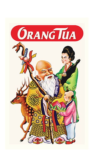 Traditional Chinese Longevity God Illustration with Deer and Children HD phone wallpaper