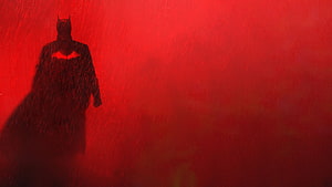 The Batman 2022 Silhouette in Heavy Rain Against a Deep Red Cinematic Backdrop, The Batman 2022 Wide : r/batman, the batman 2022 pc HD wallpaper