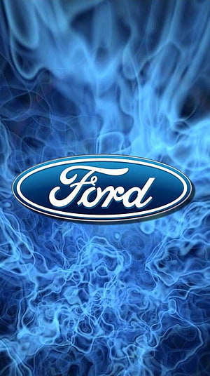 Ford Logo on Swirling Blue Smoke Background HD phone wallpaper