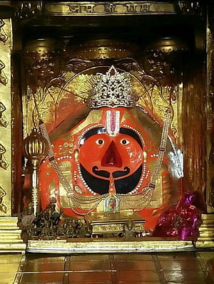 Salasar Balaji Temple Deity with Ornate Crown and Red Face HD phone wallpaper