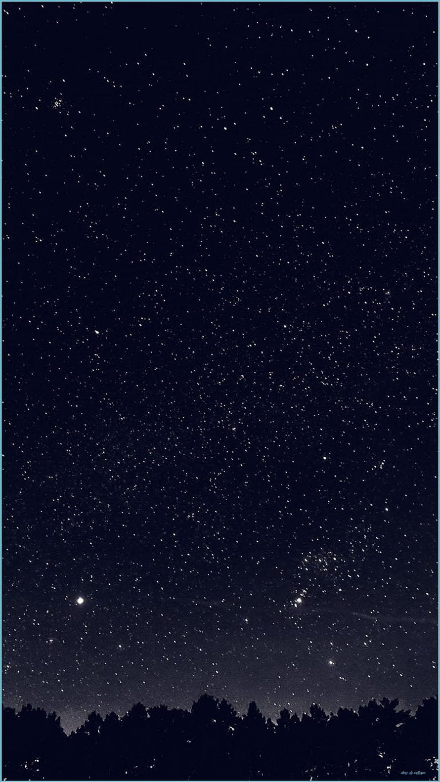 Starry Night Sky Over Silhouetted Forest Horizon HD phone wallpaper