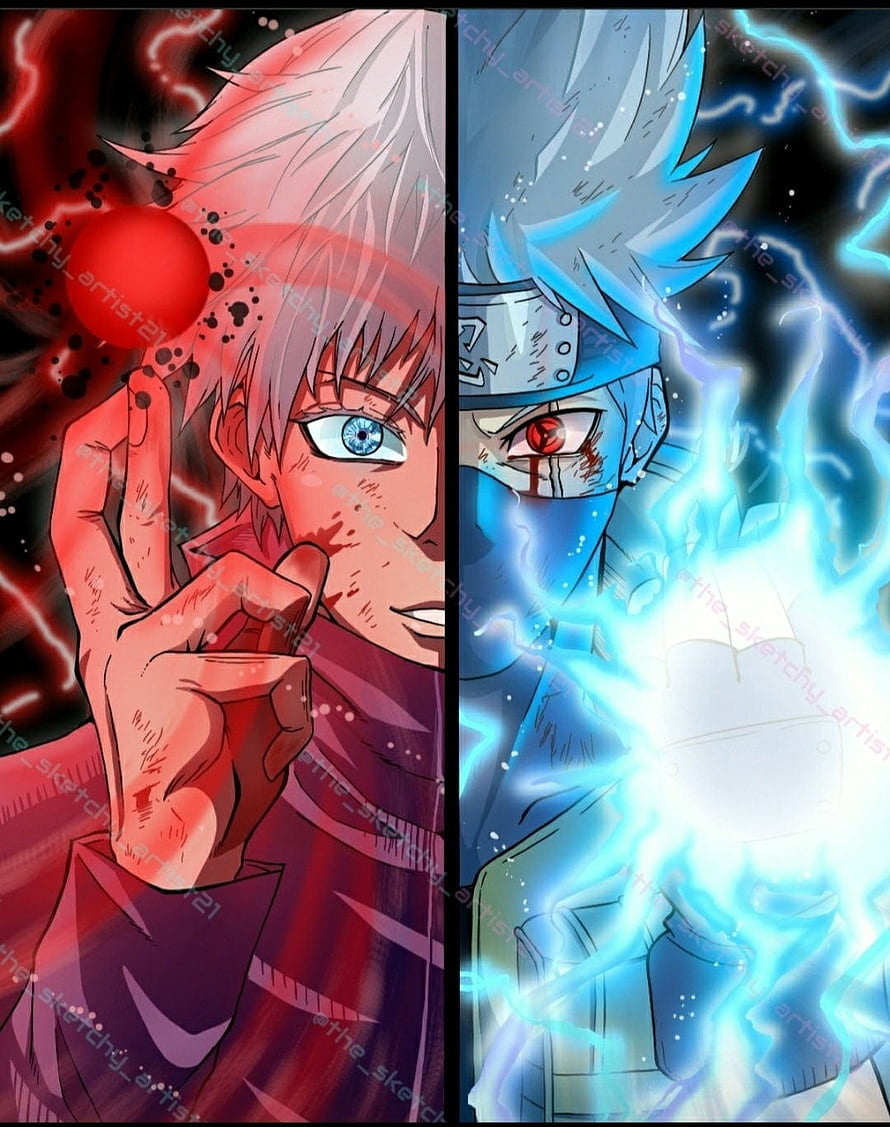 Gojo Satoru and Kakashi Hatake Anime Face-Off With Infinity and Sharingan Powers HD phone wallpaper