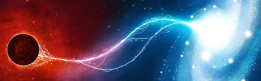Cosmic Binary Star System with Black Hole and Luminous Nebula HD wallpaper