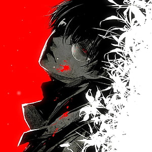 Kaneki Ken Black Reaper Profile With Red Eyes And Blood Splatter HD phone wallpaper