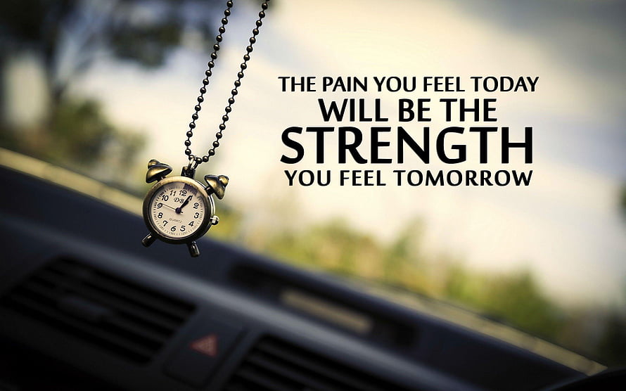 Vintage Alarm Clock Necklace Hanging In Car With Motivational Quote About Strength HD wallpaper